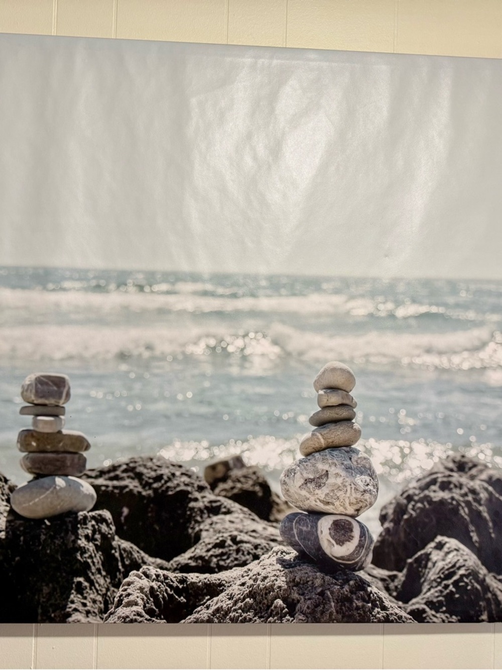 IKEA Seaside Stone Stack Print in Blue, Gray, White